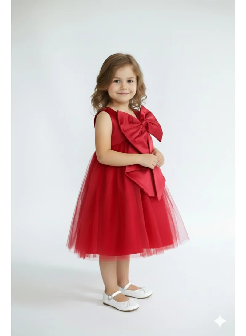Bidani Red Cascade Party Dress